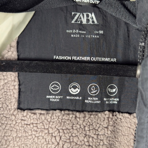 Zara Kids Maxi Pockets Down Puffer Jacket – Black – 2-3 Years– Water Repellent - Picture 5 of 8